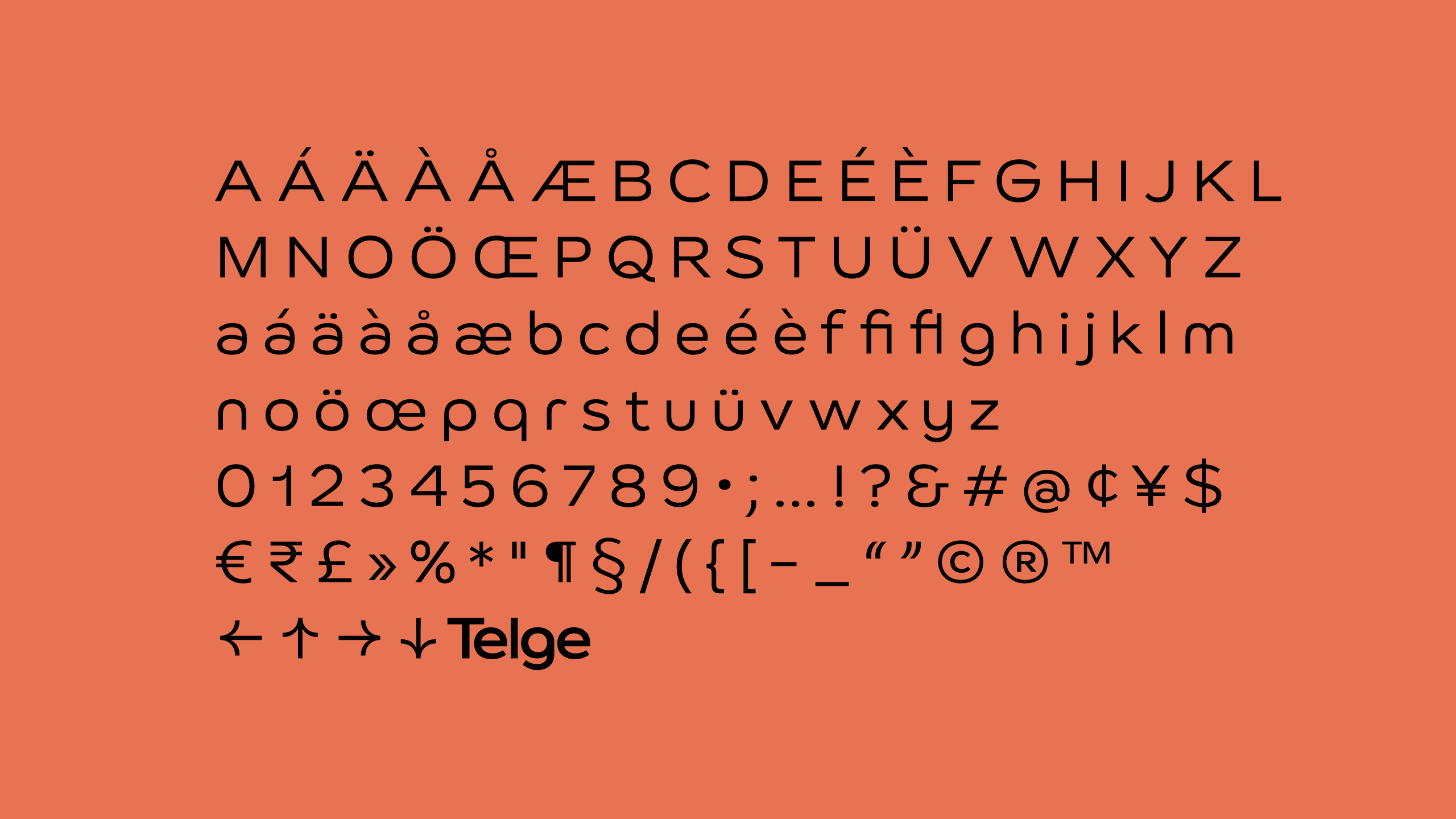 Telge alphabet overview