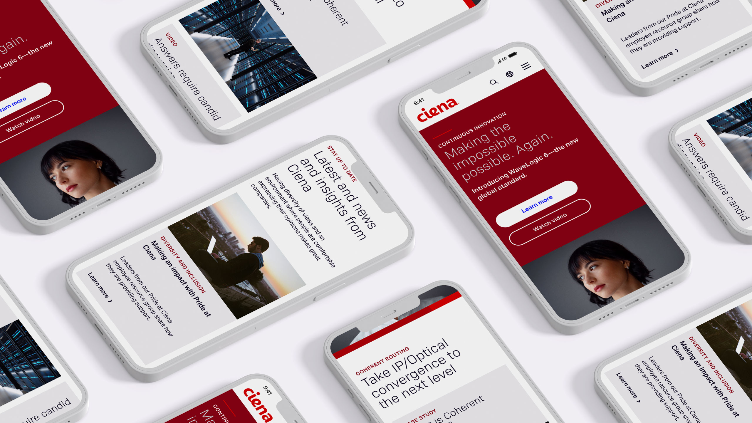 Ciena mobile website mockups